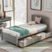 Twin Size Wood Storage Bed with Headboard, 2 Drawers, and No Box Spring Required - Modern Design, Durable Construction