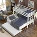 Exquisite design Twin over Pull-out Bunk Bed with Trundle and wheels, Accommodate 4 People, High-quality Materials, White