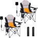 Heated Camping Chair, Folding Chair Camping Heated Chair, Adjustable Chair Back, Cooler Bag, Cup Holder and Zippered Holder