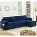 L-Shape Modular Sectional Sofa Set 5 Seat Couch Velvet Upholstered Sofa with Storage Seat and Plastic Legs, for Living Room