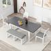 Modern 6-Piece Extendable Dining Table Set with Butterfly Leaf, 4 Upholstered Dining Chairs and 1 Dining Bench Set for 6