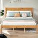 Wooden Queen Size Platform Bed with Rectangular Headboard and Slat Support Legs