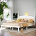 Wooden Full Size Platform Bed with Crown Shaped Headboard and Support Legs