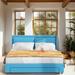 Upholstered Bed with 2 Storage Drawers, Wooden Bed with Support Legs, Queen Size Platform Bed with Underneath Storage, Blue