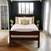 Wooden Twin Size Classic Design Bed with Curve Headboard, Platform Bed with Slat, Small Bed with Support Legs, Espresso