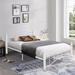 White Metal Queen Size Bed Frame with Headboard and Footboard - Modern, Sturdy, Under Bed Storage