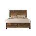 Rustic Oak E. King Storage Bed - 2 Drawers, Transitional Style, Rustic Brown Finish, Panel Headboard