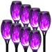 Baokaler Solar Torch Lights 8PCS Purple Solar Lights W/Flickering Flame 12-LED Solar Tiki Torches for Outside Waterproof Landscape Outdoor Lights Garden Yard Patio Lawn Xmas Decorations