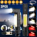 2x LED COB Magnetic Work Light Rechargeable Flashlight Torch Headlight Headlamp