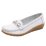 TOWED22 Women s Slip on Flats Classy Round Toe Solid Classic Mary Jane Ballet Dance Shoes Soft Comfortable PU Flat Shoes(White 7)