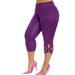 Prolriy Workout Leggings for Women Size Solid Hollow Leggings Fashion Elastic Pants Women Waist Casual Plus Pants Gym Leggings for Women Tummy Control Compression Yoga Pants Women Purple XXL