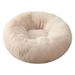 FNOCHY Round Calming Donut Dog Bed for Medium/Small Dogs Refillable w/ Removable Washable Cover For Dogs Up to 45 lbs - Shaggy Plush Long Faux Fur Donut Bed