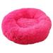 FNOCHY Round Calming Donut Dog Bed for Medium/Small Dogs Refillable w/ Removable Washable Cover For Dogs Up to 45 lbs - Shaggy Plush Long Faux Fur Donut Bed