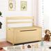 Kids Toy Box Chest Natural Rubber Wood Toy Box for Boys Girls Large Storage Cabinet/Flip-Top Lid/Safety Hinge Toy Storage Organizer Trunk for Nursery Playroom