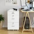 Mobile File Cabinet Dresser for Bedroom with 3 Drawers Printer Stand with Fabric Drawers Wooden Filing Cabinet Vertical Filing Cabinet fits A4 or Letter Size for Home Office