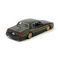 1986 Chevrolet Monte Carlo SS Lowrider Black Metallic with Gold Graphics and Wheels Lowriders Series 1/24 Diecast Model Car by Maisto