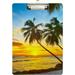 Coolnut Palm Tree Beach Sunset Clipboards for Kids Student Women Men Letter Size Plastic Low Profile Clip 9 x 12.5 in Sliver Clip