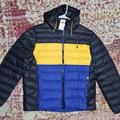 Polo By Ralph Lauren Jackets & Coats | New Large Polo Ralph Lauren Colorblock Packable Puffer Jacket Hooded Coat Blue | Color: Blue/Yellow | Size: L