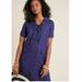 Anthropologie Dresses | Anthropologie Navy Finley Floral Jacquard Lace-Up Linen Blend Shirt Dress 12 | Color: Blue | Size: 12
