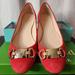 Kate Spade Shoes | Kate Spade New York Phoebe Red Suede Ballet Flats Gold Hardware Shoes 9.5 Women | Color: Gold/Red | Size: 9.5