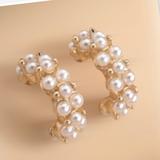 Anthropologie Jewelry | Anthropologie Pearl Cluster Gold Half Hoop Stud Earrings | Color: Gold/White | Size: Os