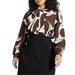 Plus Size Women's Printed Tie Neck Blouse by ELOQUII in Cookies And Cream - (Size 18)