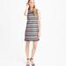 J. Crew Dresses | J Crew Striped Scalloped Shift Dress With Grommets Sz 4 | Color: Blue/Cream | Size: 4