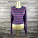 Levi's Tops | Levis Round Neck Blue Red Striped Pullover Cropped Shirt Women's Size Large | Color: Blue/Red | Size: L