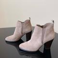 Michael Kors Shoes | Michael Kors Brandy Suede Ankle Booties Slip On Dune | Color: Cream/Gray | Size: 8.5