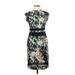 Shades of Grey by Micah Cohen Casual Dress - Sheath Mock Short sleeves: Black Floral Dresses - Women's Size Small