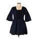 Just Funky Casual Dress - Fit & Flare Square 3/4 sleeves: Blue Print Dresses - New - Women's Size Large