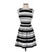 Red Saks Fifth Avenue Casual Dress - A-Line: Black Stripes Dresses - Women's Size X-Small