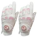 Golf Glove 2 Pcs Leather Golf Gloves Women With Bling Ball Marker Extra Grip Left Right Hand Pink Fit Ladies Girls Golfer Golf Gloves (Color : Worn on Left Hand, Size : XL)