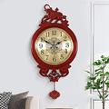 FULYA Wall Clock Art Large Wall Clock Pendulum Wall Clock, Modern Silent Decor Wooden Wall Clocks, Retro Vintage Wood Wall Clock with Swinging Pendulum Quartz Clock Wall Decor Clock Ornament