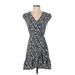 J.Crew Mercantile Casual Dress - Mini V-Neck Short sleeves: Black Print Dresses - Women's Size 00