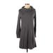 Ann Taylor LOFT Casual Dress - Sweater Dress Cowl Neck Long sleeves: Gray Marled Dresses - Women's Size Small