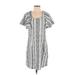 Akemi + Kin Casual Dress - Shift Square Short sleeves: Gray Print Dresses - Women's Size X-Small
