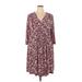 Maggy London Casual Dress - Shirtdress: Burgundy Floral Motif Dresses - Women's Size 18