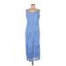 City Chic Casual Dress - Midi Boatneck Sleeveless: Blue Print Dresses - Women's Size 14 Plus