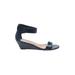 Mollini Wedges: Blue Solid Shoes - Women's Size 36 - Open Toe