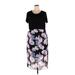 Vince Camuto Casual Dress - Sheath Scoop Neck Short sleeves: Black Floral Dresses - Women's Size 2X