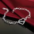 Bracelet en cristal de coeur de couleur argent pour femme chaîne à breloques bijoux nobles fête