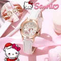 Sanurgente Hello Kitty-Montre à Quartz avec Strass pour Femme Bracelet en Cuir Anime Kuromi My