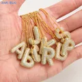 StalSLL A-Z 26 Ballon Lettre Alphabet Cubique Zcompresses sur Pendentif Collier Chunky Plaqué Or