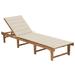 Ebern Designs Patio Lounge Chair w/ Cushion Folding Sunlounger Solid Acacia Wood Wood/Solid Wood in Brown/White | Wayfair