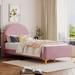 Mercer41 Janessah Platform Bed Upholstered/Velvet in Pink/White | 44.3 H x 41.7 W x 79.5 D in | Wayfair 5466760695834BCBA1919E1B7B1F83C6