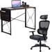 Inbox Zero Makaih H-Shaped Desk & Chair Set Wood/Metal in Gray | Wayfair 6BE9FD8813BF4448A6FBD533420B7ABA
