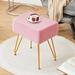 Mercer41 Monterry Metal Accent Stool Faux Fur/Upholstered/Metal in Pink | 18 H x 15 W x 11 D in | Wayfair 4073C14E70D54C328E63AC30778E88E3