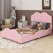 Winston Porter Pelaga Platform Bed w/ Cloud Shaped Bed Board Upholstered/Velvet, Solid Wood in Pink | 39.4 H x 56.3 W x 78.1 D in | Wayfair