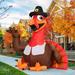 The Holiday Aisle® Thanksgiving Inflatable 5 FT Turkey Inflatables w/ Pilgrim Hat Cute Blow Up Turkey Inflatable in Brown/White | Wayfair